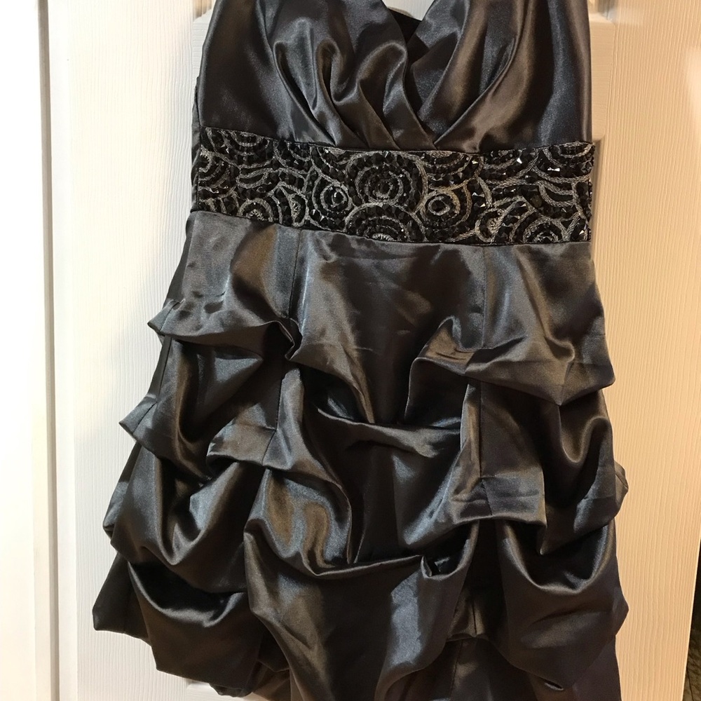 Trixxi Black Satin Strapless Dress